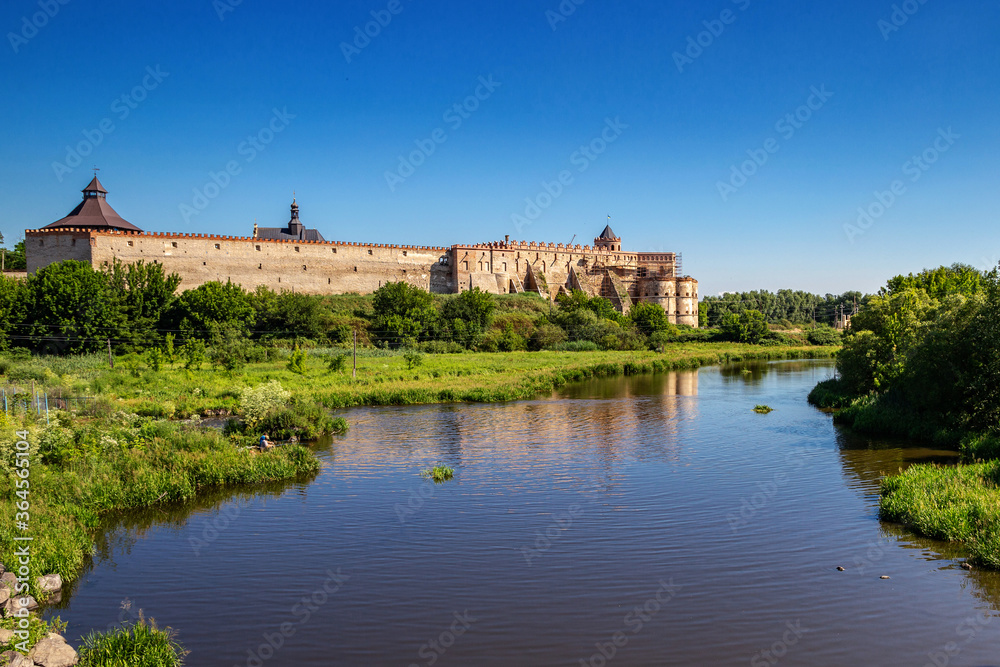 Beautiful fortress castle in Medzhibozh. Travel Europe.