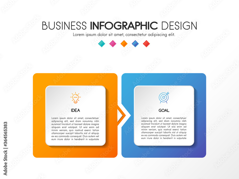 Diagram with business icons and 2 steps. Infograph design. Vector Stock ...