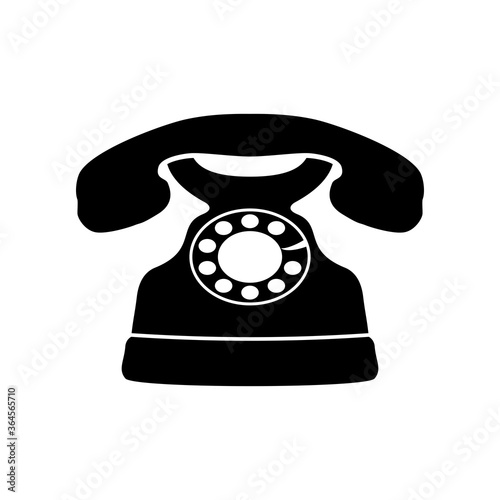 Retro telephone icon isolated on white background, vintage rotary phone. Vector illustration