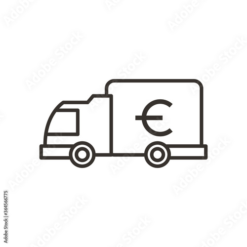 euro on truck line style icon vector design