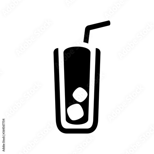 Cocktail highball glass icon ice straw vector illustration