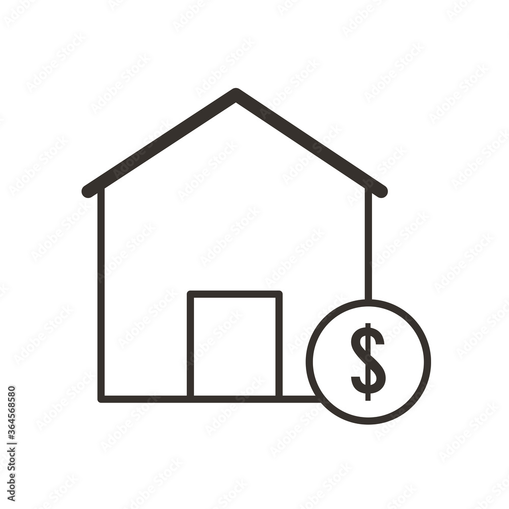 dollar coin and bank building line style icon vector design dollar coin and bank building line style icon vector design