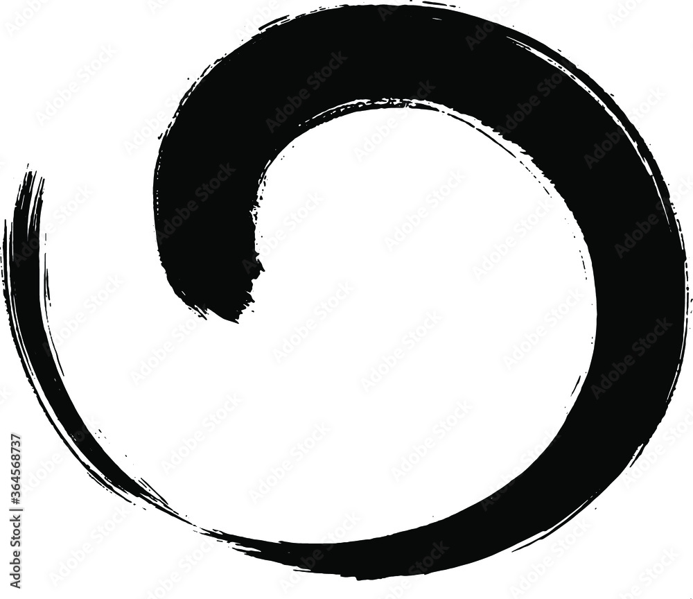 Round Ink stroke. Shape, frame, background isolated on white. Grunge splatter dirt, stain, spray, splash with drops blots. Hand-drawn by brush. Vector illustration Round Ink stroke. Shape, frame, background isolated on white. Grunge splatter dirt, stain, spray, splash with drops blots. Hand-drawn by brush. Vector illustration