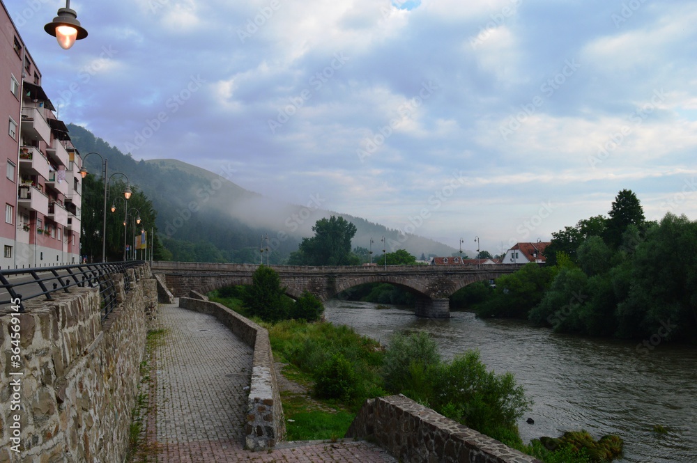 Fototapeta premium bridge and promenades along the river