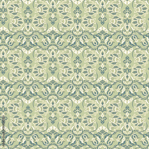 Ornate damask vintage wallpaper. Vector seamless pattern