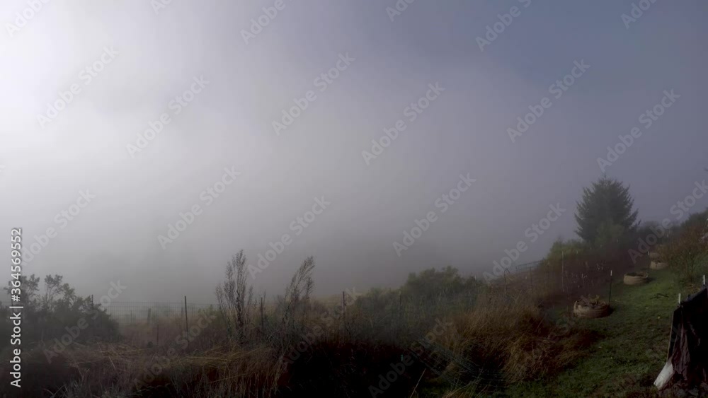 Time Lapse Fog moving over northern California hills reveals a blue sky Time Lapse Fog moving over northern California hills reveals a blue sky