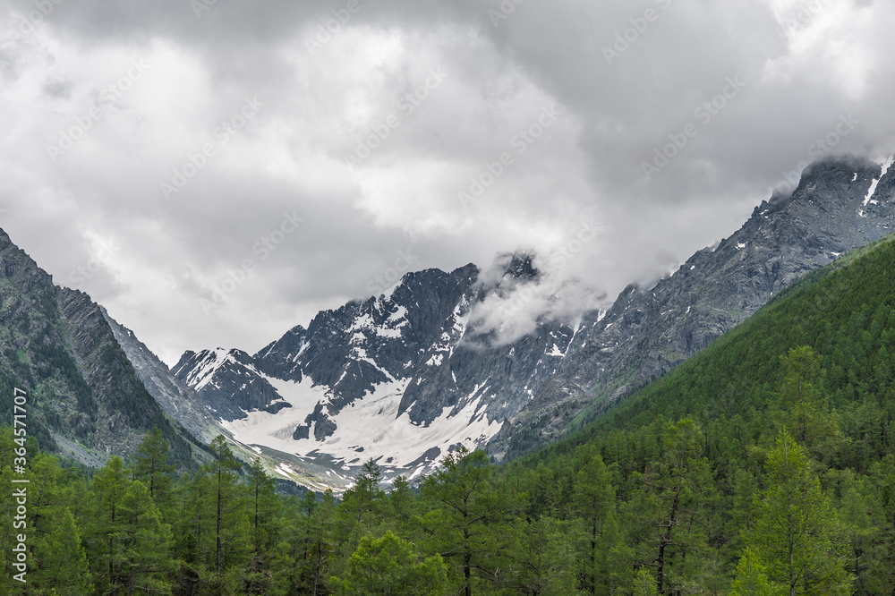 snowy mountains on the way to Lake Kuyguk Mountain Altai