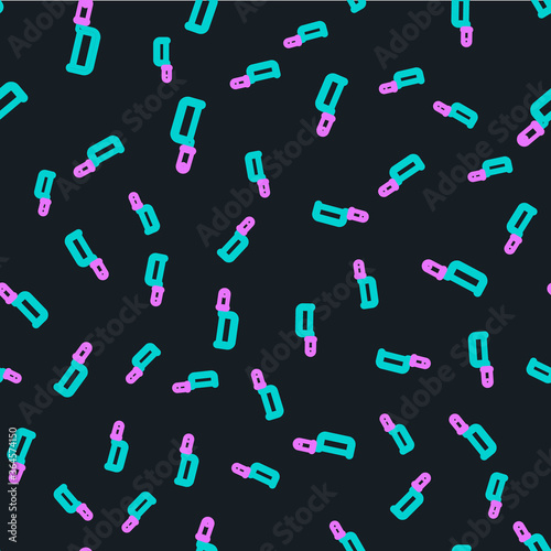 Line Hacksaw icon isolated seamless pattern on black background. Metal saw for wood and metal. Vector Illustration.
