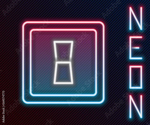 Glowing neon line Electric light switch icon isolated on black background. On and Off icon. Dimmer light switch sign. Concept of energy saving. Colorful outline concept. Vector Illustration.