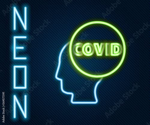 Glowing neon line Corona virus covid-19 icon isolated on black background. Bacteria and germs, cell cancer, microbe, fungi. Colorful outline concept. Vector Illustration.