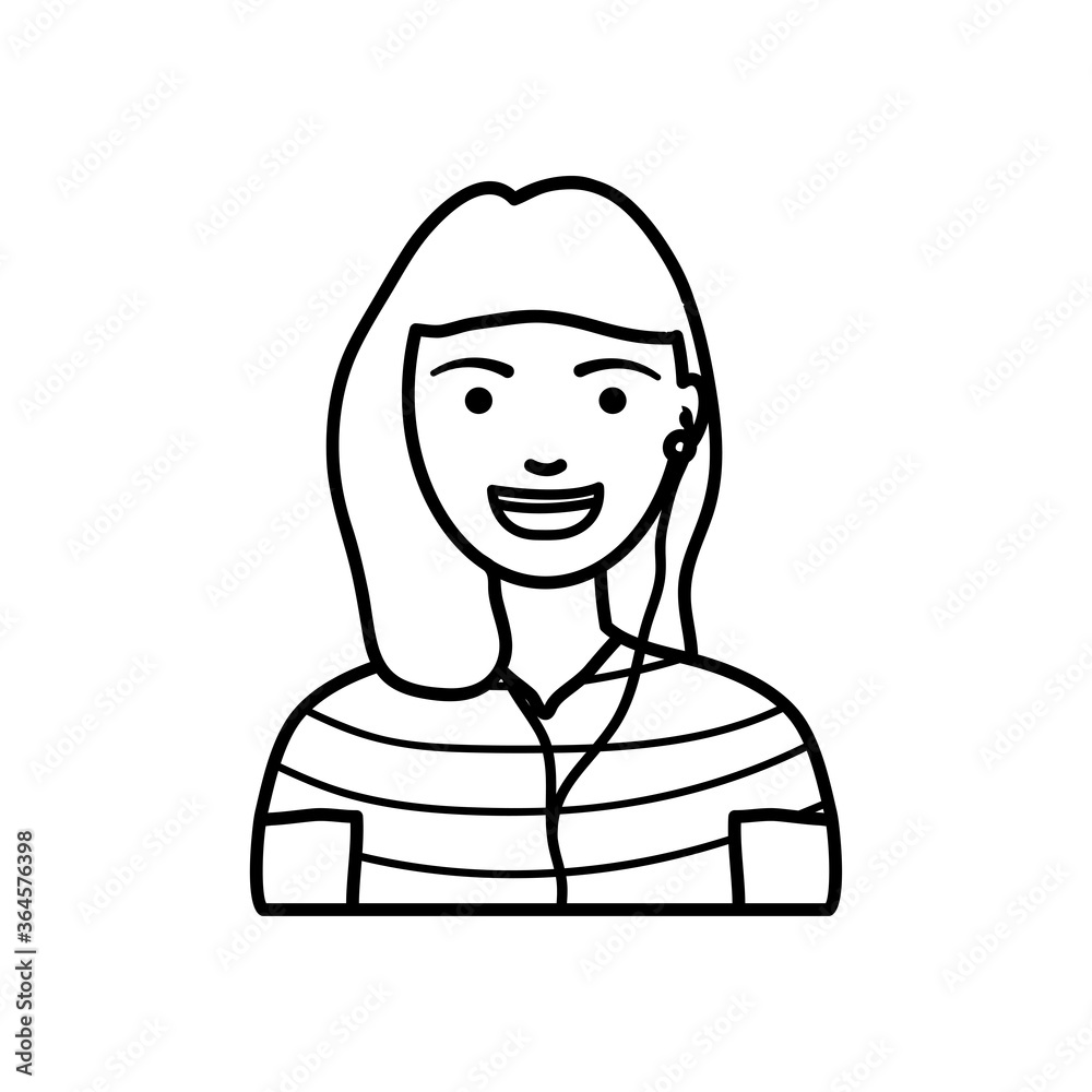 diversity people concept, cartoon woman with earphones, line style diversity people concept, cartoon woman with earphones, line style