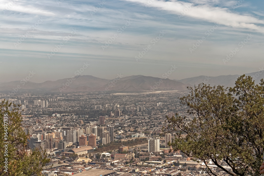 Santiago de Chile - panorama of the city on the background of the Andes.