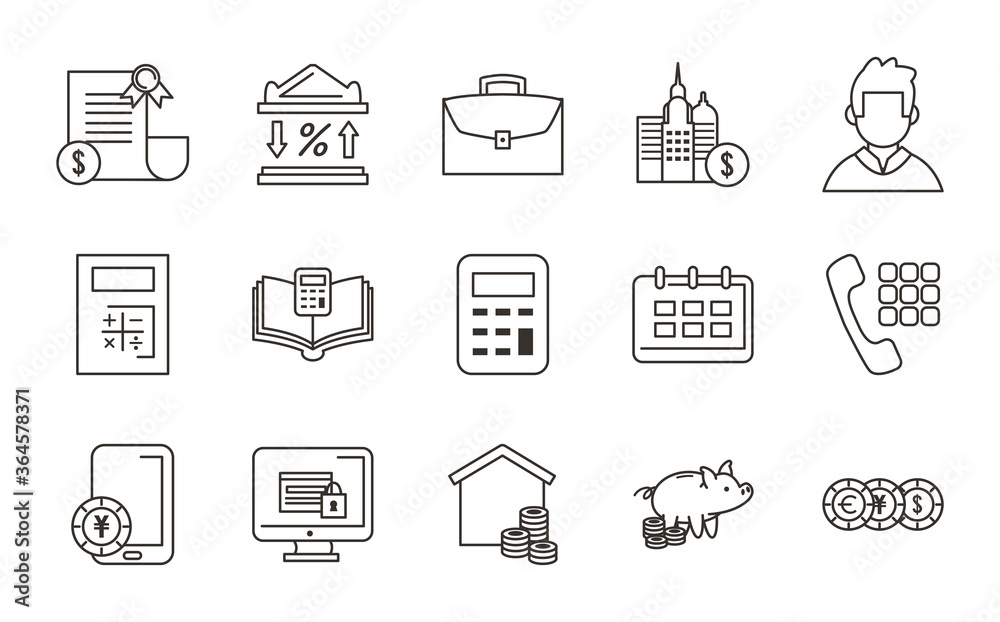 Money and business line icon set vector design Money and business line icon set vector design