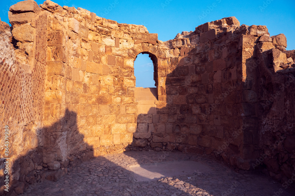 Remaining window from the old fortress, Masada Israel.
