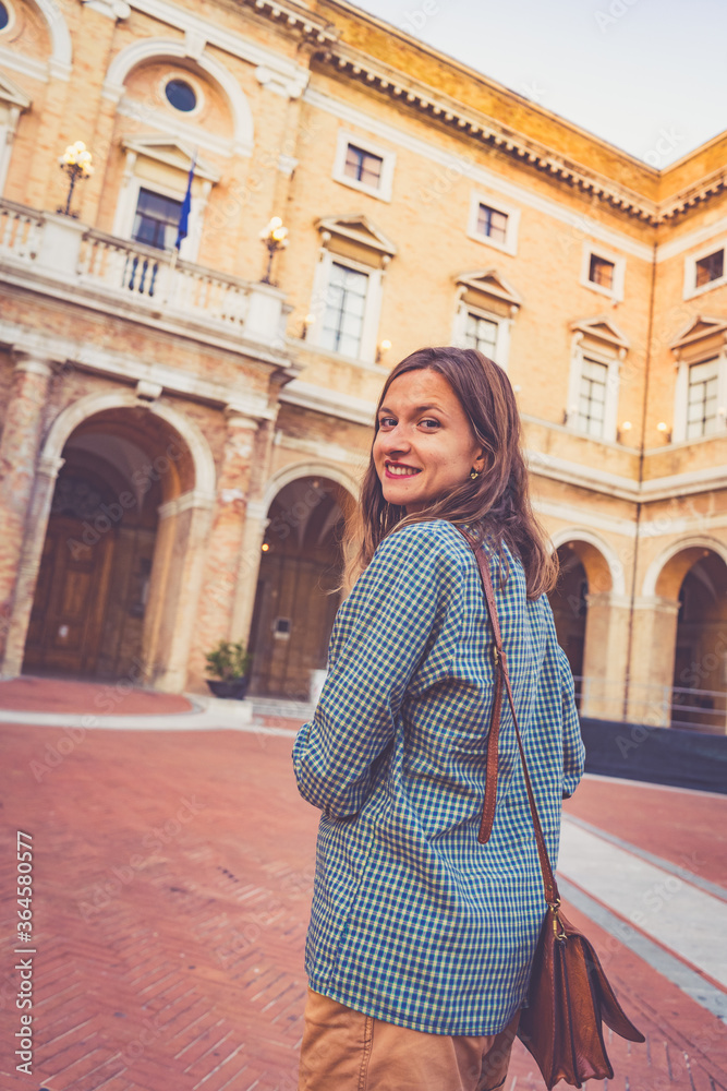 tourist visiting the city of Recanati, Province of Macerata, Marche Region, Italy