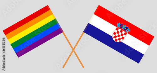 Crossed flags of LGBT and Croatia