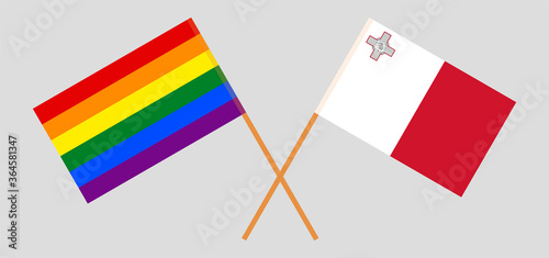 Crossed flags of LGBT and Malta