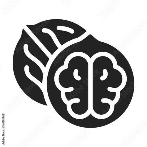 Walnut black glyph icon. Healthy, organic food. Proper nutrition. Isolated vector element. Outline pictogram for web page, mobile app, promo.