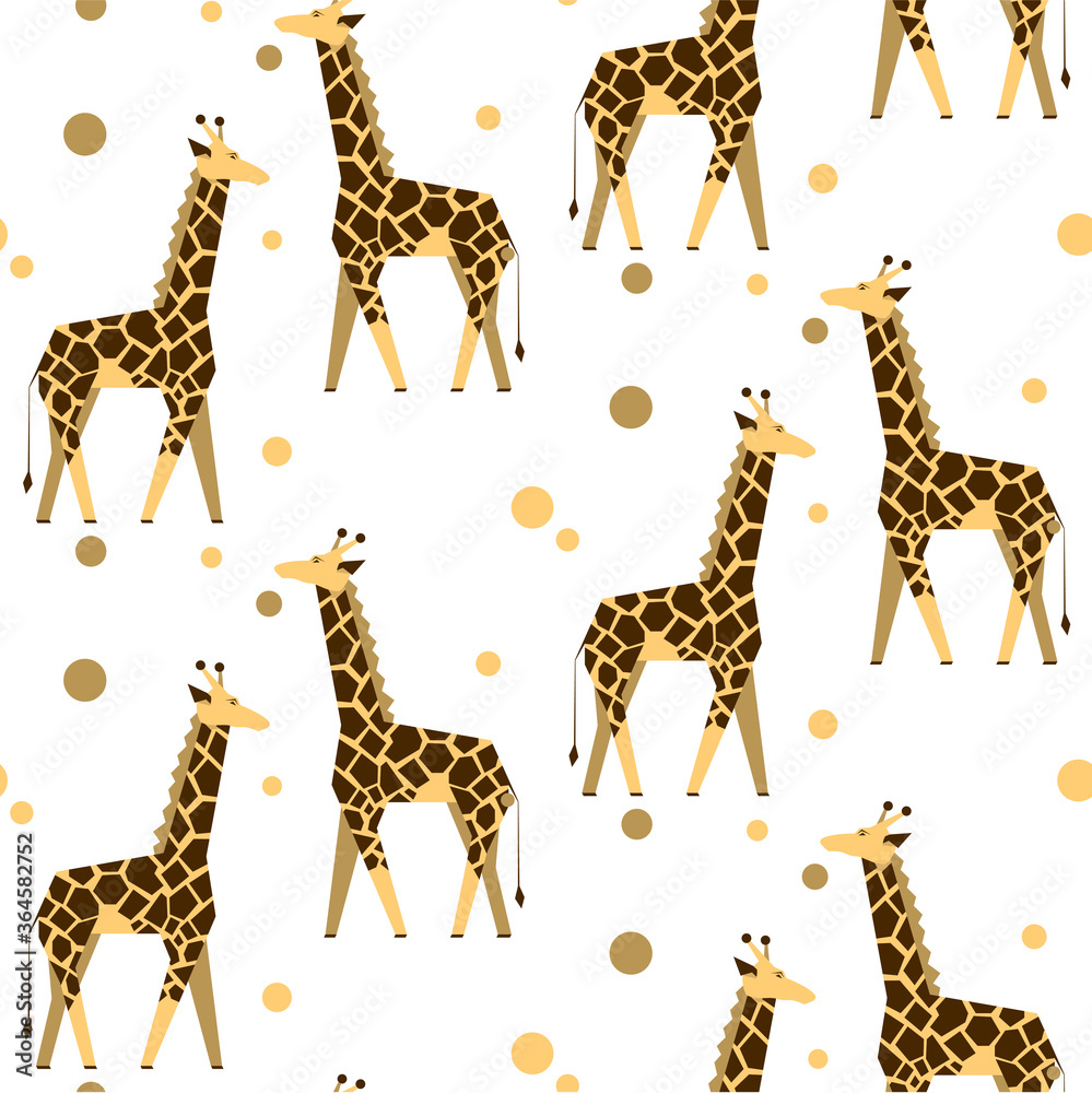 Obraz premium Giraffe seamless pattern. Logo and symbol of savannah of Africa. Web line image for label and poster. Flat designe. Coloring background