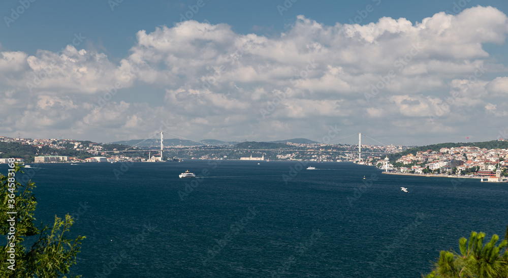 Bosphorus Strait and Bosphorus Bridge in Istanbul, Turkey