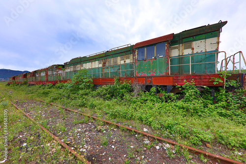 Abandoned old train from communist era in Albania