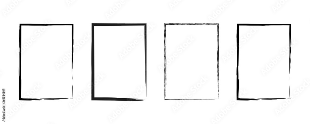 Grunge frame. Vector isolated mockup border templates.  Vector black paint. Abstract graphic design. Grunge frame set. Stock vector. - obrazy, fototapety, plakaty 