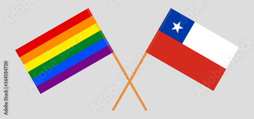 Crossed flags of LGBT and Chile