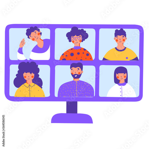 Home quarantine concept, vector illustration. Online education concept. Digital communication.