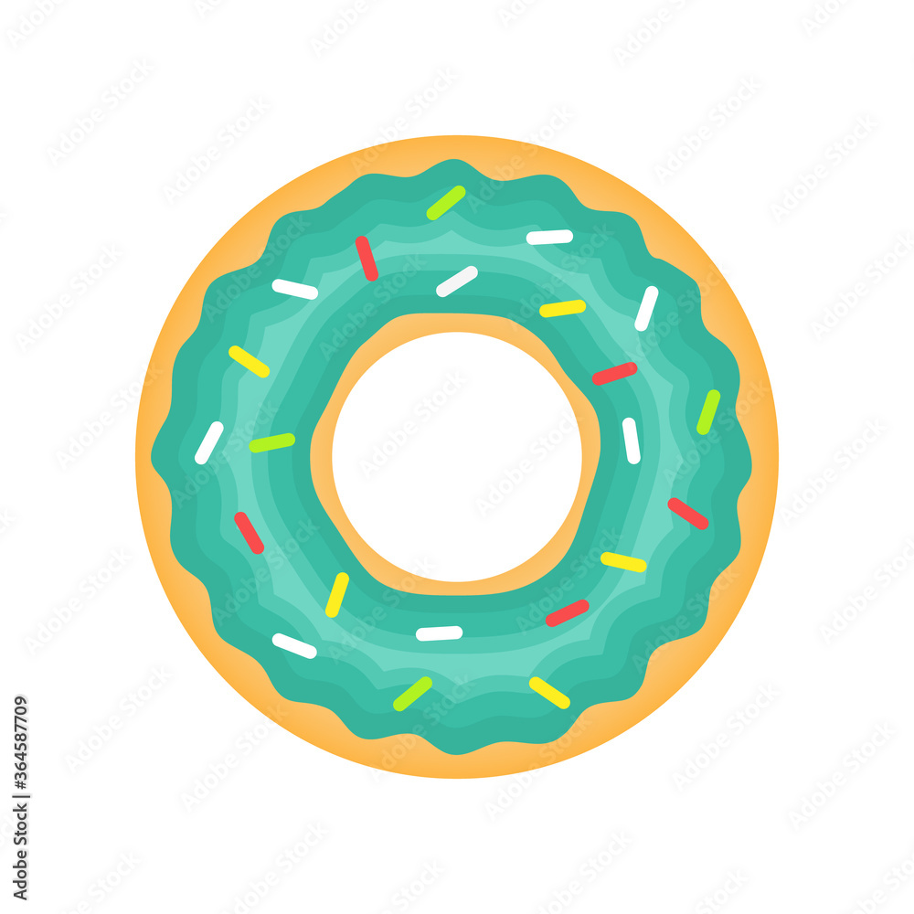 Green donuts vector isolated on white. Sweet dessert donut with green glaze illustration. Green donuts vector isolated on white. Sweet dessert donut with green glaze illustration.