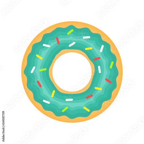 Green donuts vector isolated on white. Sweet dessert donut with green glaze illustration. 