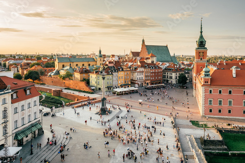 Castle Square in Warsaw at sunset, Poland