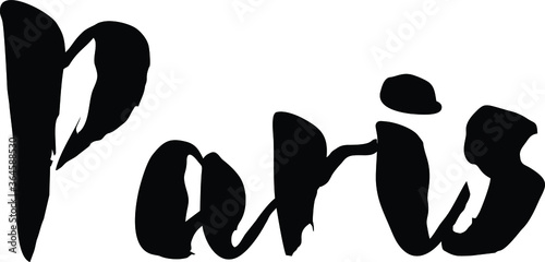 Capital "Paris" Hand Written Typography word modern Calligraphy Text 