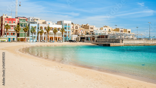 Pretty Bay beach in  Birzebbuga, Malta