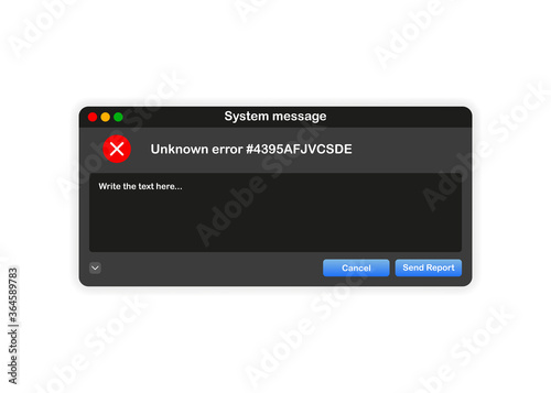 Free Download Window of user Interface. System message with report template unknown error on white background. Vector. - GFXLoad
