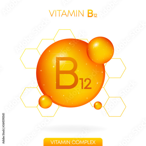 Vitamin B12 realistic icon. Pill capsule isolated on white background. Vector.