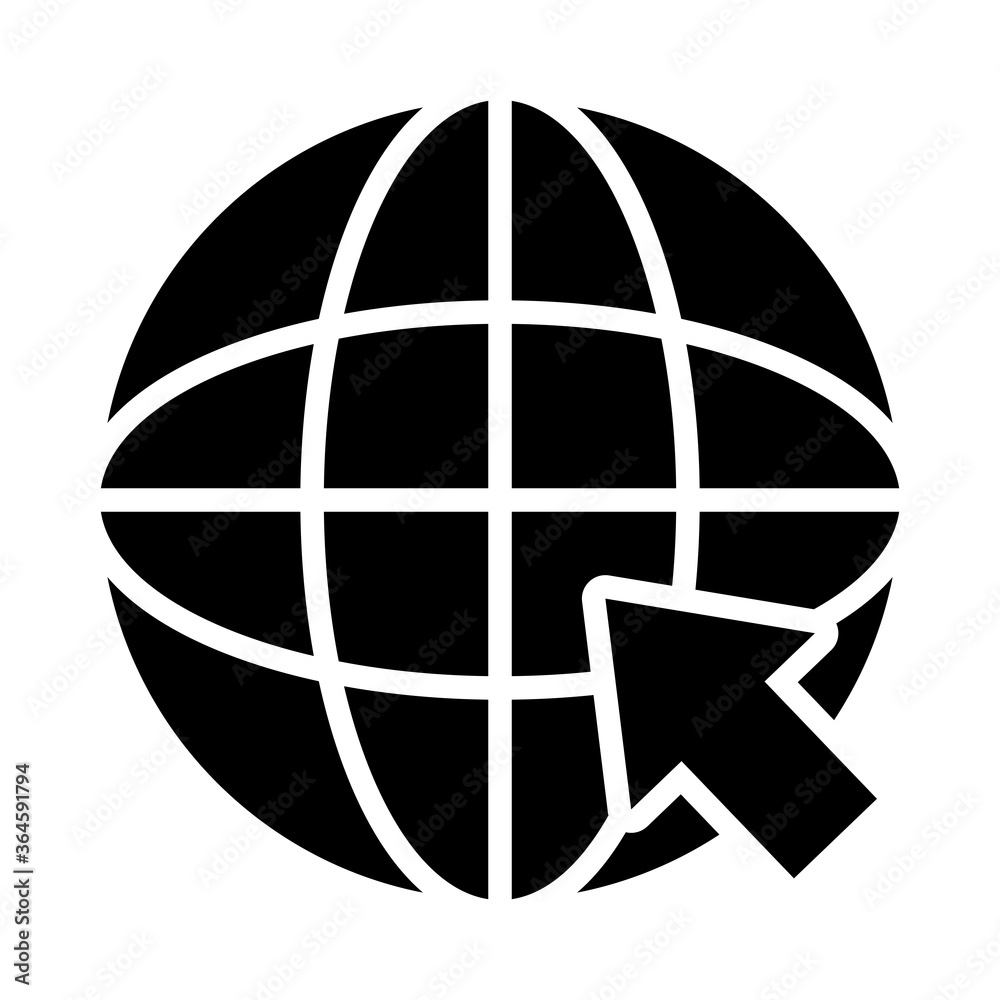 global sphere and arrow icon, silhouette style