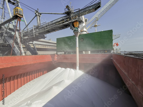 Loading of urea in bulk into cargo ship's hold