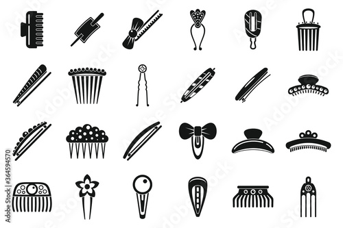 Barrette accessories icons set. Simple set of barrette accessories vector icons for web design on white background