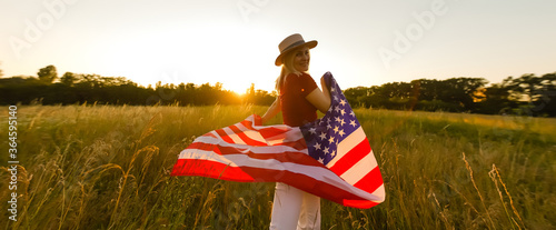 Beautiful Young Woman with USA Flag photo