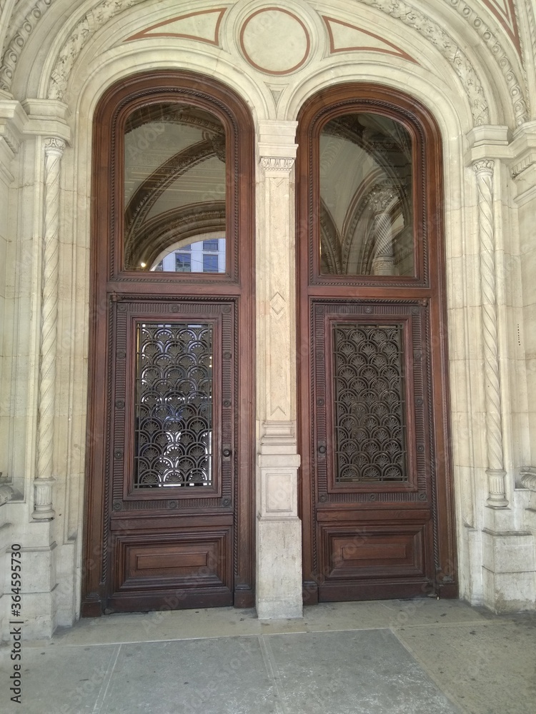 Beautiful door in Vienna in Austria. Nice view of the details of modern architecture in the historic center of Vienna.