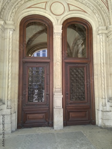 Beautiful door in Vienna in Austria. Nice view of the details of modern architecture in the historic center of Vienna.