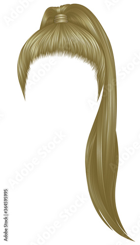 trendy women hairs blond colour .high 
tail . fashion beauty style .