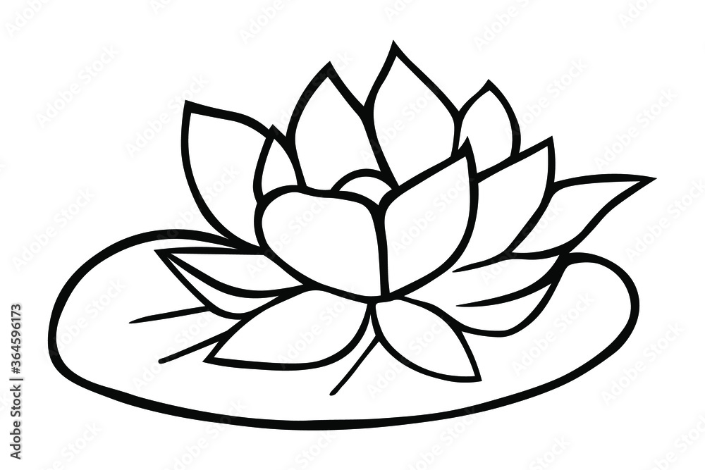 custom made wallpaper toronto digitalJapanese traditional symbol lotus, water lily in ink Isolated on white background. Hand drawn vector decorative element in doodle style for decoration, postcard, flyer, banner or website