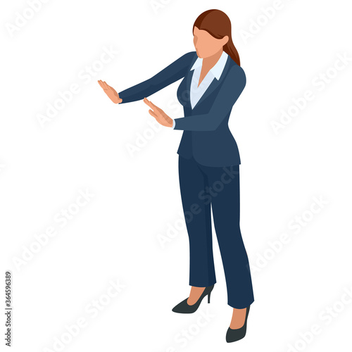 Isometric Business women stylish isolated on white. Business ladies, business woman character pose