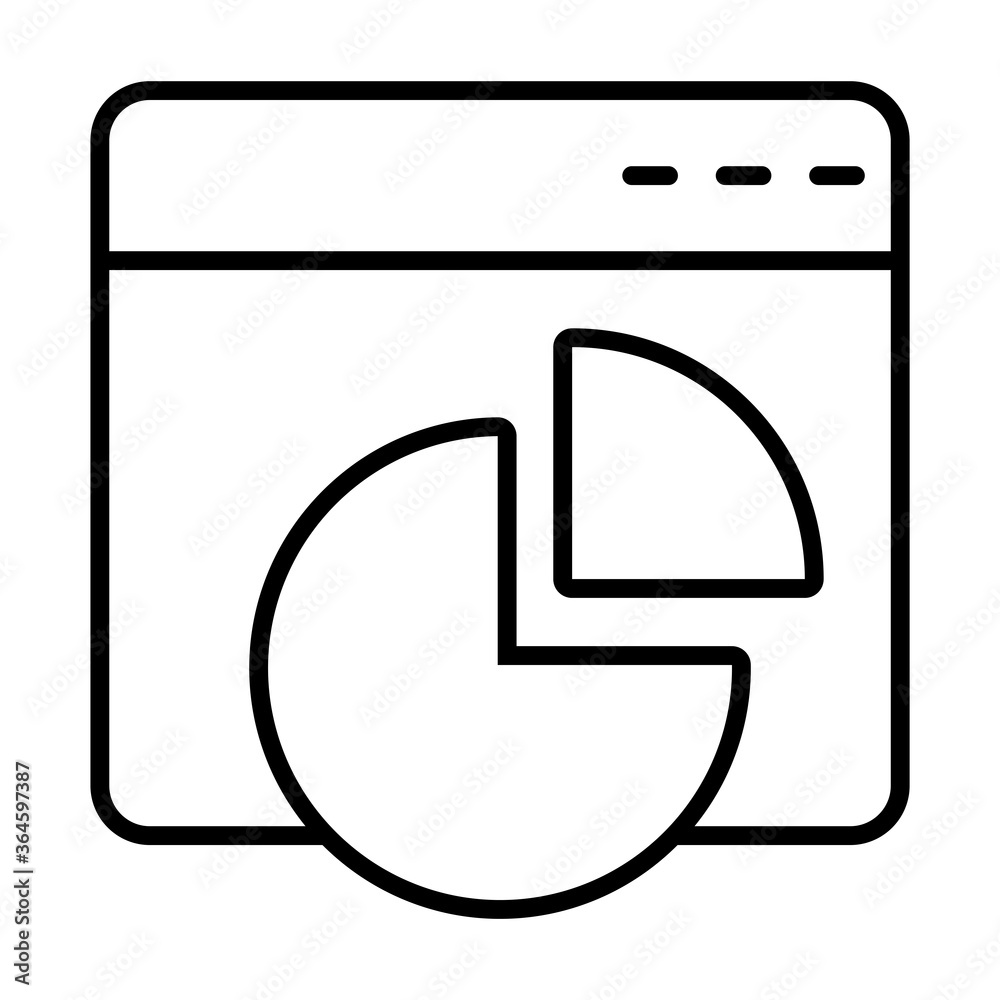 web window with graphic pie chart, line style web window with graphic pie chart, line style