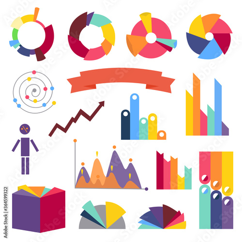 Infographs. Infographic charts elements collection. Financial analysis data graphs and diagram, marketing statistic and modern business presentation photo