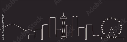 Seattle Single Line Simple Minimalist Skyline