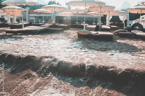 waves washes the beach