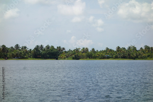 Schilderij op canvas Backwaters network of brackish lagoons in Kerala