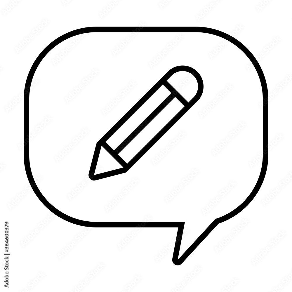 speech bubble with pencil icon, line style speech bubble with pencil icon, line style